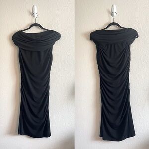 Spense Little Black Dress LBD Ruched Wide Neck Dress Women's Size 4